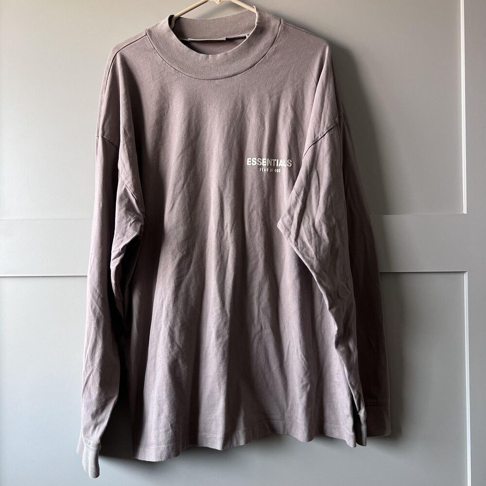 Essentials Fear Of God Shirt Mens XL‎ Taupe Brown Long Sleeve Crewneck Oversized